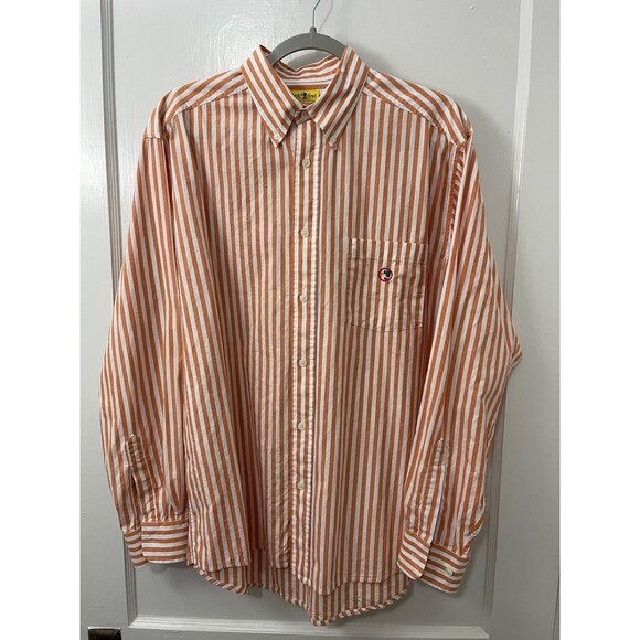 Vintage Duck Head Men's Orange Stripe Button Down Shirt Size XL (23" pit to pit) - Picture 1 of 10
